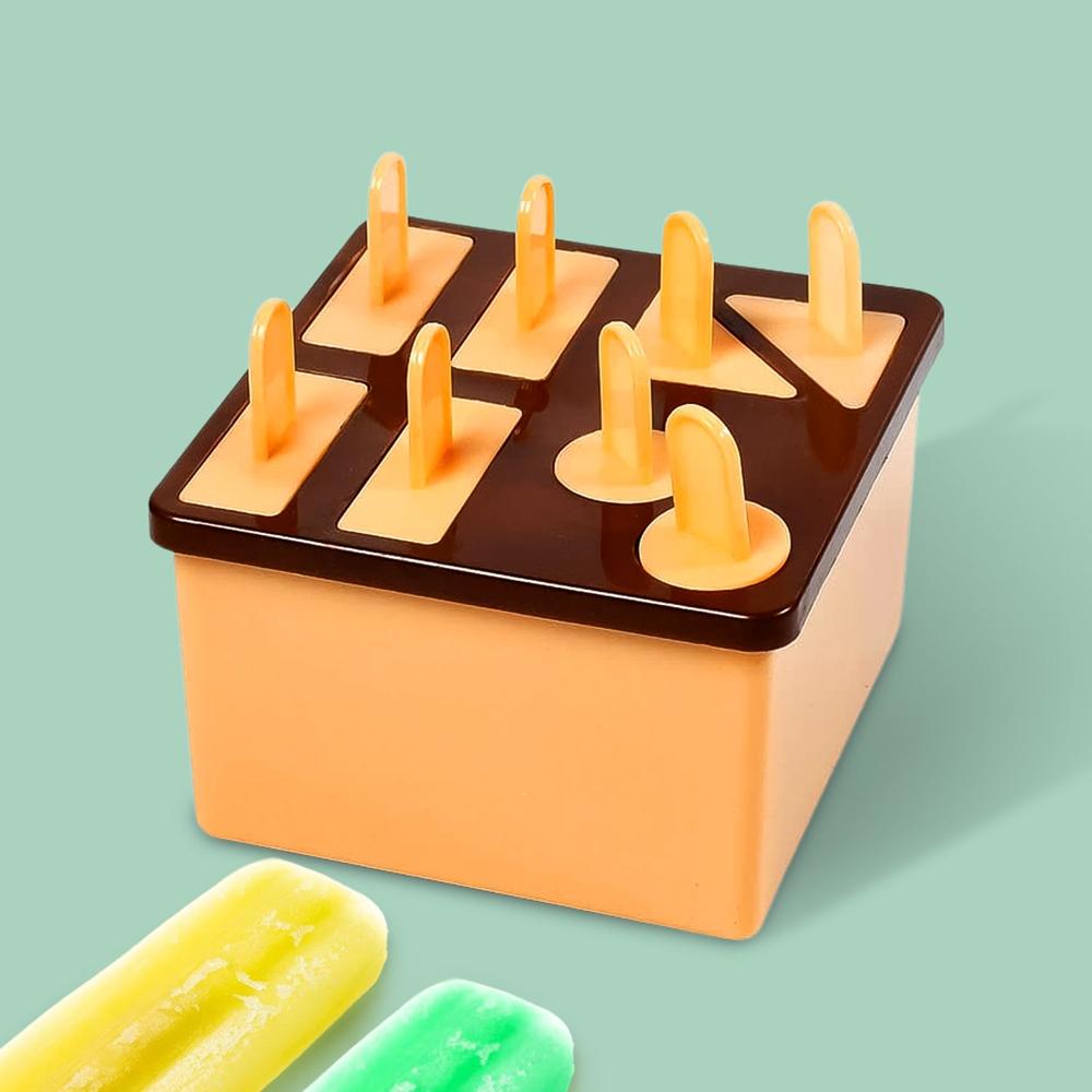 Plastic Kulfi Mold Kulfi Molds 8 pcs Tray Ice Cream Mold (Brown Box)