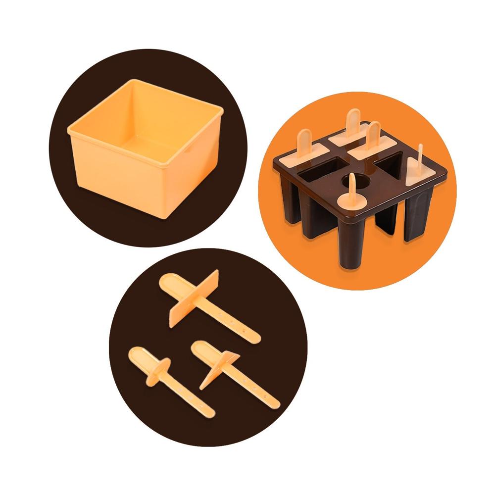 Plastic Kulfi Mold, Kulfi Molds 8 pcs Tray Ice Cream Mold (Brown Box)