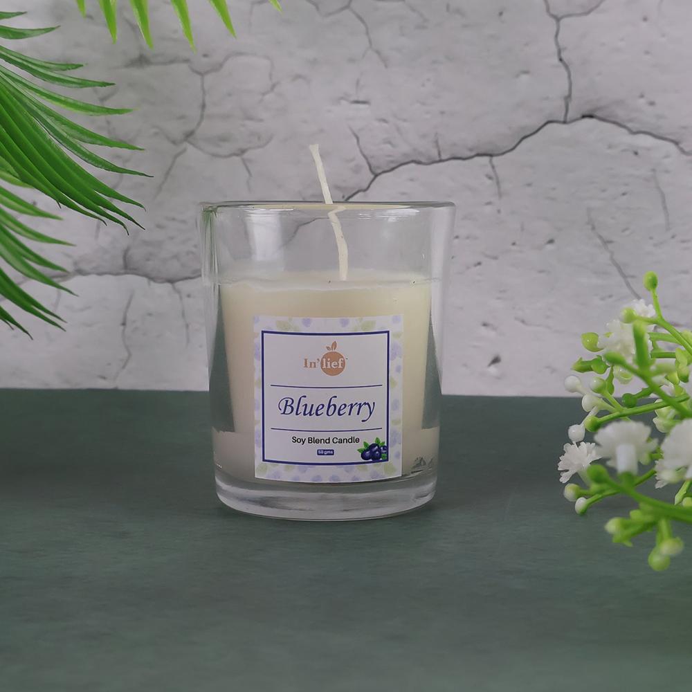 In lief Blueberry Soy-Blend Votive Candle Glass 50 gm (1 Pc)