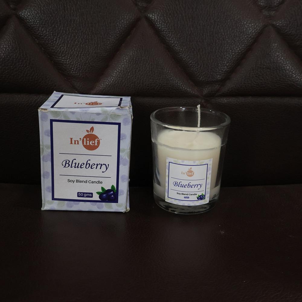 In lief Blueberry Soy-Blend Votive Candle Glass 50 gm (1 Pc)