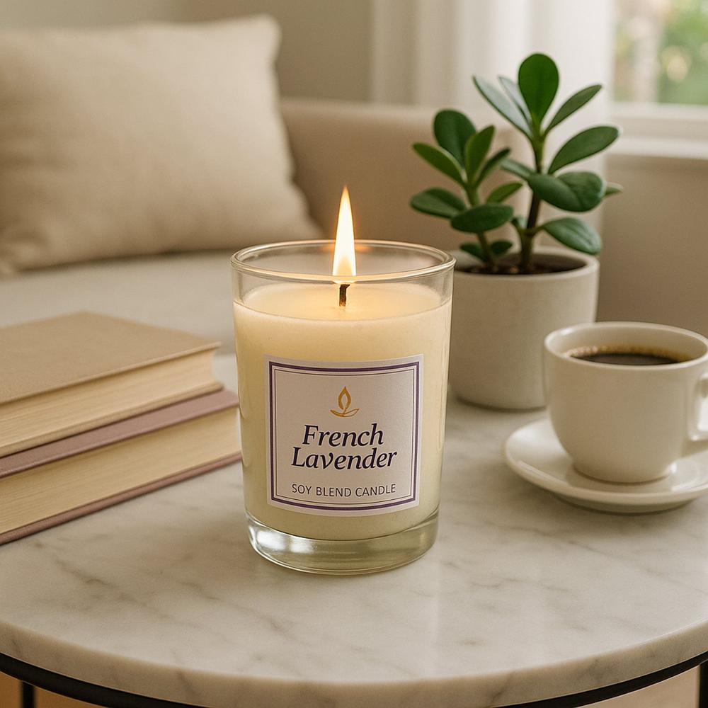 In lief French Lavender Soy Blend Scented Candle in Glass Jar (50GM / 1 Pc)