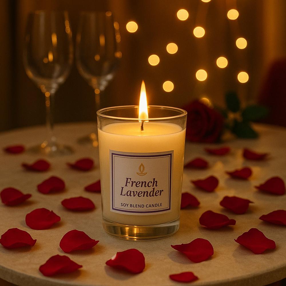 In lief French Lavender Soy Blend Scented Candle in Glass Jar (50GM / 1 Pc)