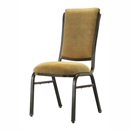 Gold Upholstered Banquet Chair with Black Metal Frame | Aluminium Banquet Chair