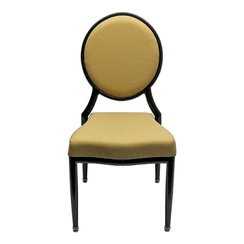 Gold Upholstered Banquet Chair with Black Metal Frame | Aluminium Banquet Chair