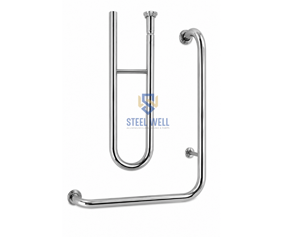 Stainless Steel Grab Bar Set - 304 Stainless Steel, 450-600mm, Mirror Gloss Chrome | Corrosion Resistant, Germ-resistant Surface, Wall/floor Mount