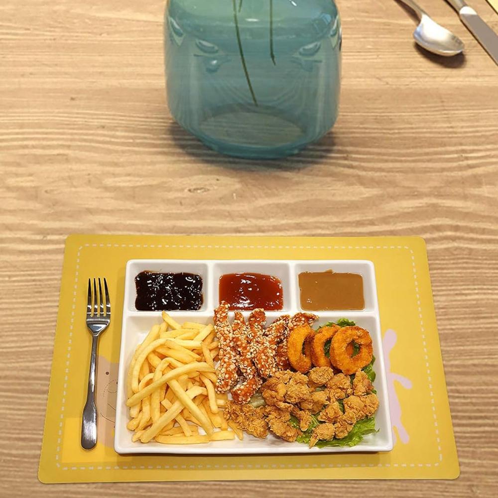Plastic 4-Compartment Rectangular Meal Serving Tray Sectioned Dining Plate (1 Pc) - Application: As Per Product Requirement