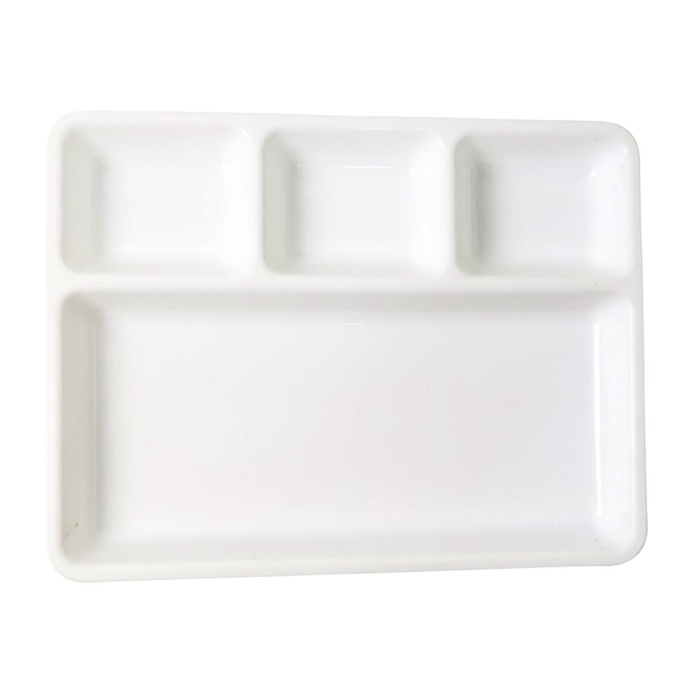 Plastic 4-compartment Rectangular Meal Serving Tray Sectioned Dining Plate (1 Pc) - Application: As Per Product Requirement