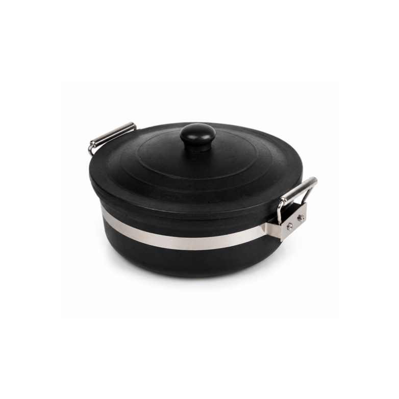 Clay black handi with handle