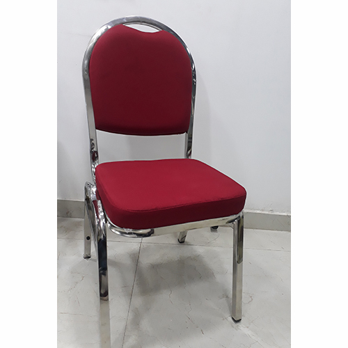 Classic Comfort Banquet Chair - Chrome-Plated Steel, 45x53x92 cm, Red & Silver | Stackable, High-Density Foam, Customizable