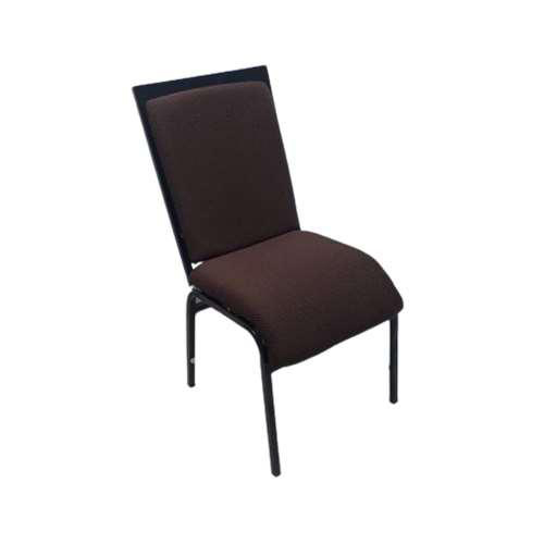Crown Deluxe Banquet Chair - Powder-Coated Black Steel, Standard Size, Brown Cushion | Ergonomic, Stackable, Fire-Retardant Option