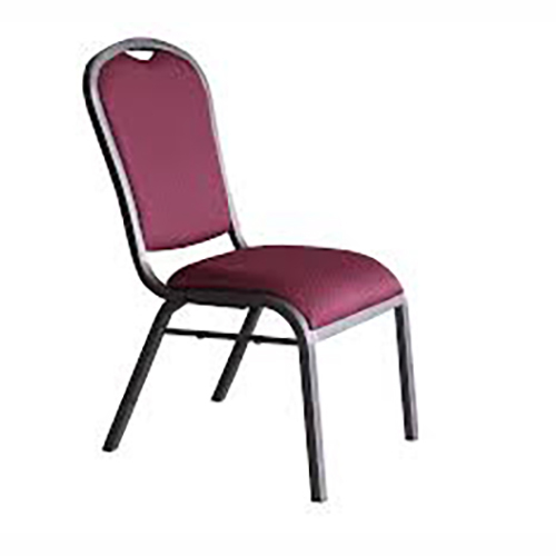Prestige Stack Banquet Chair - Steel Frame 450x520x925mm, Maroon Upholstery, Stackable, Portable