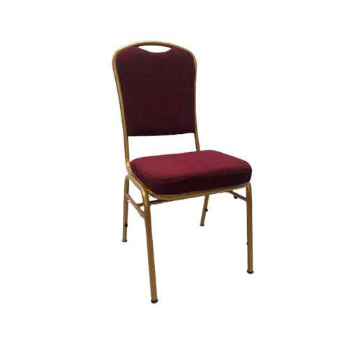 Maroon High-Back Banquet Chair with Gold Metal Frame | Banquet Chair