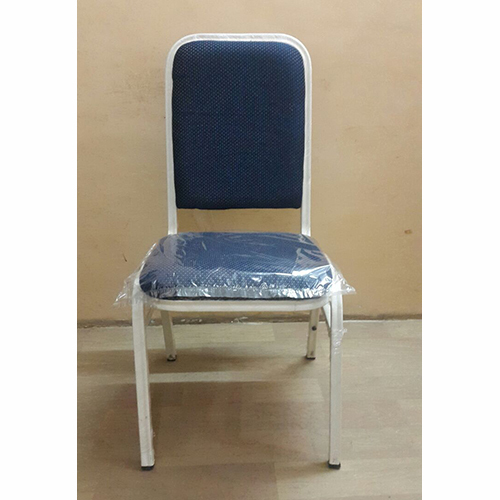 Blue Upholstered Banquet Chair with White Metal Frame | Banquet Chair