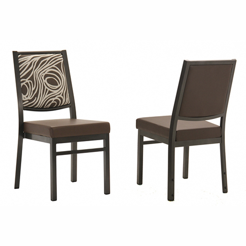Modern Brown Upholstered Dining Chair with Decorative Backrest | Banquet Chair