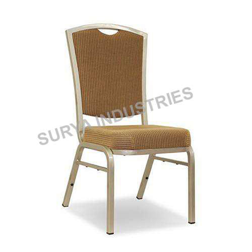 Brown Upholstered Banquet Chair with Gold Metal Frame | Banquet Chair
