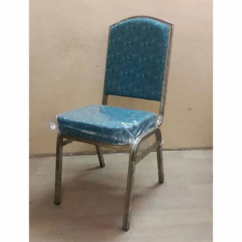 Blue Upholstered Banquet Chair with Chrome Metal Frame | Banquet Chair