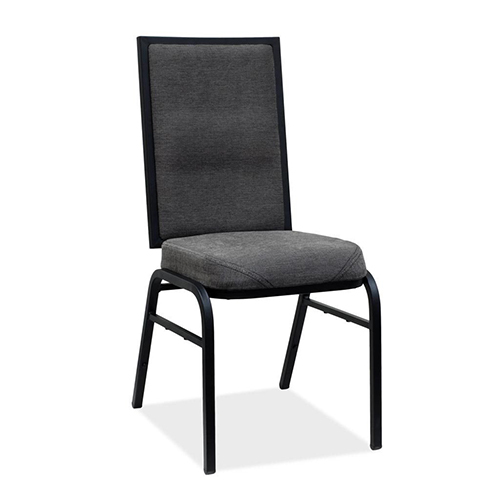 Classic Banquet Chair - Powder-Coated Steel Frame, 460x530x930mm, Black & Dark Gray | High-Density Foam, Stackable, Indoor Use