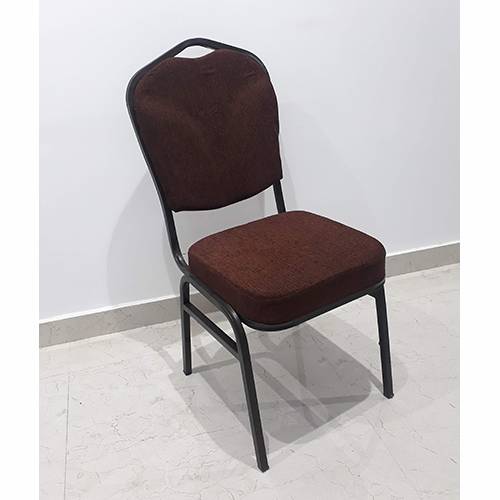 Brown Padded Banquet Chair with Black Metal Frame