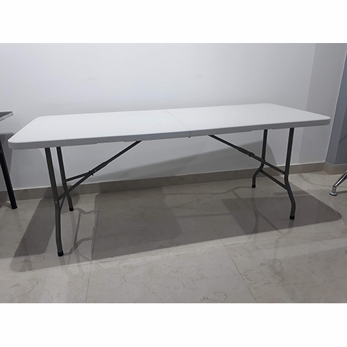 Platinum Banquet Table - HDPE Matte White 180x76x74 cm, Black Folding Legs, Anti-Skid Caps