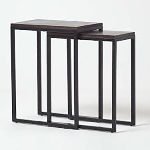 Premium Banquet Table - Laminated Wood Top, Metal Frame, 50x40x55 & 40x35x50 cm, Matte Finish, Stackable