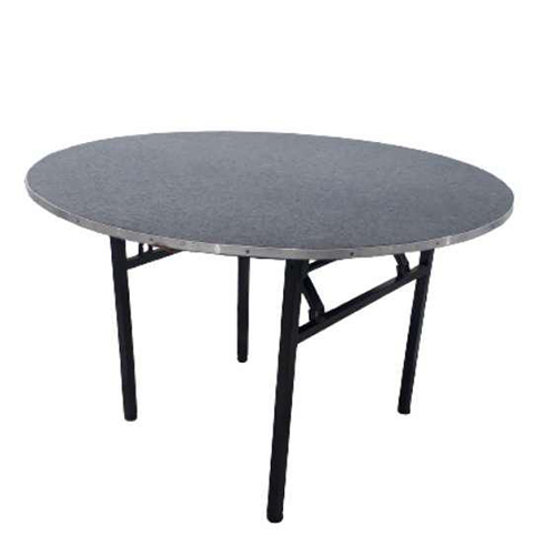 Resort Banquet Table - Powder-Coated Steel Frame 1525mm Diameter Foldable Tubular Legs Grey PVC-Edged Top