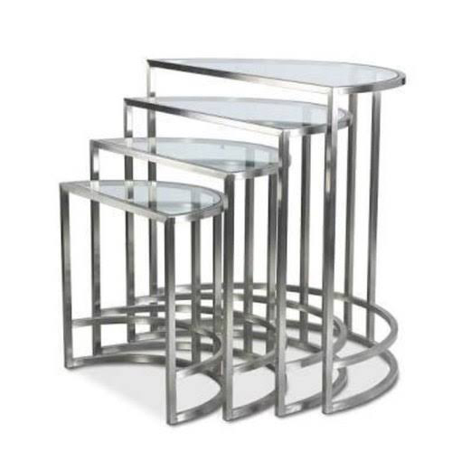 Event Banquet Table - Polished Metal Frame, Clear Tempered Glass Top, Nestable Design | Smooth Rounded Edges, Corrosion Resistant, Custom Sizes