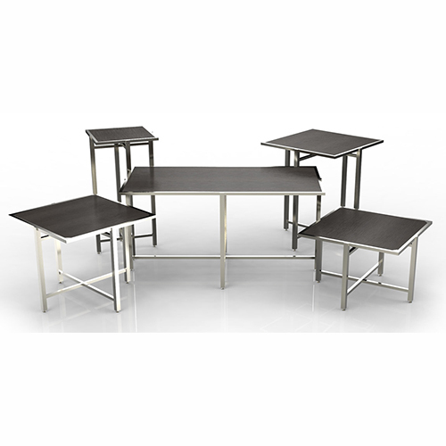 Hospitality Banquet Table - Engineered Wood with Welded Metal Legs, 1200x600x420 mm, Foldable Matte Laminate Finish, Set of 5