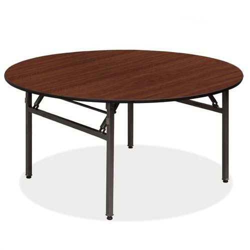 Round  Banquet Table | Wooden Round Cafe Table with Metal Frame