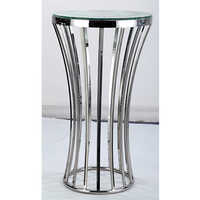 Lightweight Banquet Table - Tempered Glass Top, 600x600x1100mm, Silver Stainless Steel Base, 80kg Load Capacity