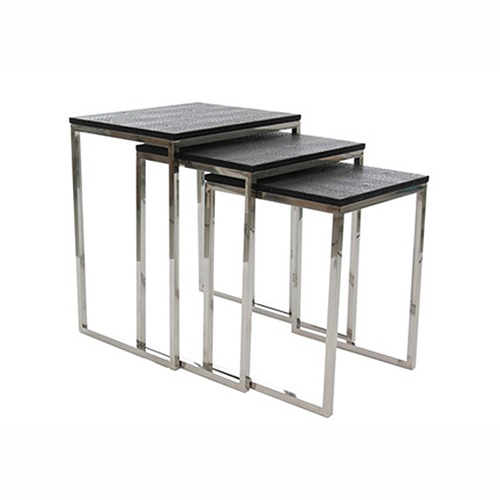 Pearl Banquet Table - Stainless Steel Legs, Nesting Sizes 20/18/16 in, Black Top | Scratch & Moisture Resistant, Stackable, Eco-Friendly