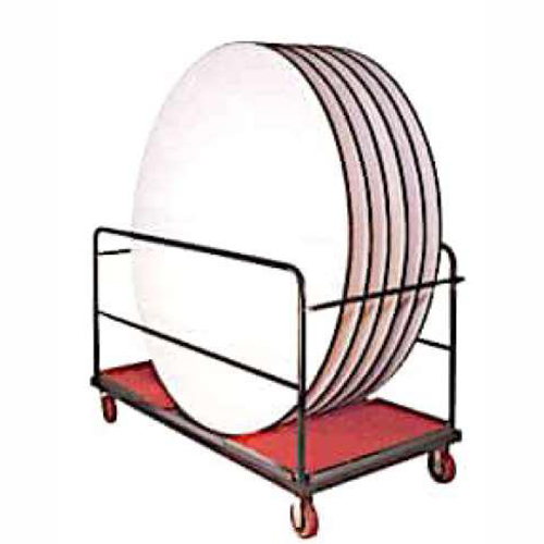 Restaurant Round Table Trolley - Mild Steel, Fits 6x6ft Tables, Red Base Black Frame, 5" Lockable Wheels