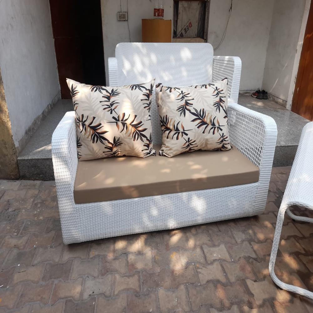 SIS 8 Outdoor Sofa Set - Synthetic Rattan with Powder-Coated Steel, Brown Frame with Yellow Cushions | Egg-Shaped Hanging Swing with Circular Base, Weather Resistant, UV Resistant, Comfortable Cushions