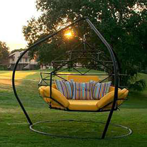 Sis 6 Outdoor Sofa Swing - Color: Yellow With Multi-Colored Pillows