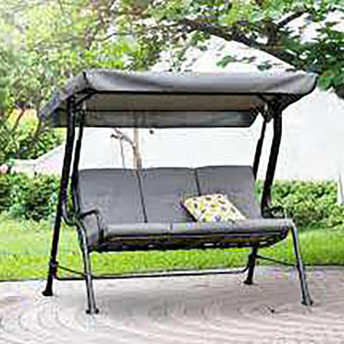 SIS 4 Outdoor Sofa - Powder-Coated Steel Frame, 3-Seater 150-180 cm, Grey | UV Resistant Canopy, Water-Resistant Cushions, A-Frame Legs