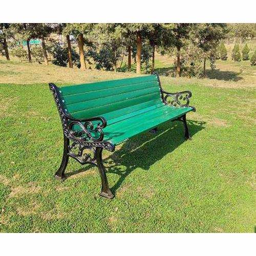 SIGB 3 Garden Benches - Cast Iron & Weather-Resistant Hardwood, 3-Seater, Green with Black Frame | Ergonomic, Ornamental Armrests, Powder Coated, Rust Proof