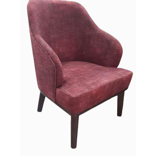 Solstice Outdoor Chair - Upholstered Fabric and Wood, 23-25 Inches, Maroon | High Back, Padded Armrests, Dark Walnut Finish