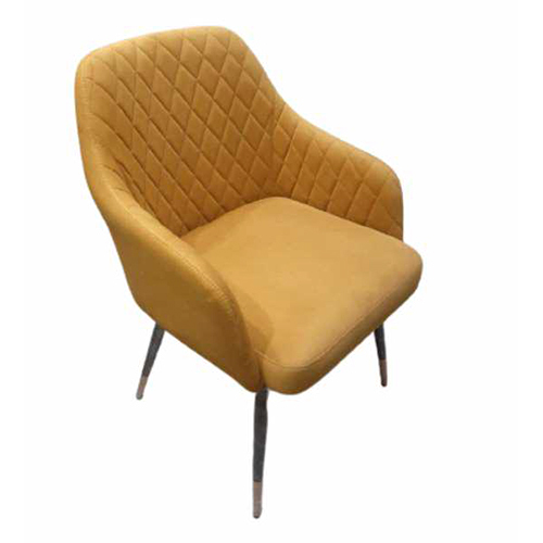 Heritage Outdoor Chair - Fabric Upholstery, Powder-Coated Steel Legs, Mustard Yellow | Diamond Quilted Backrest, High-Density Foam Cushioning, Weather Resistant