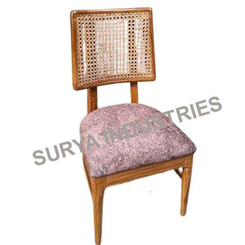 Outdoor Sun Deck Chair - Wooden & Cane, 18 Inch, Natural Wood Finish with Beige Seat, Cane Mesh Backrest