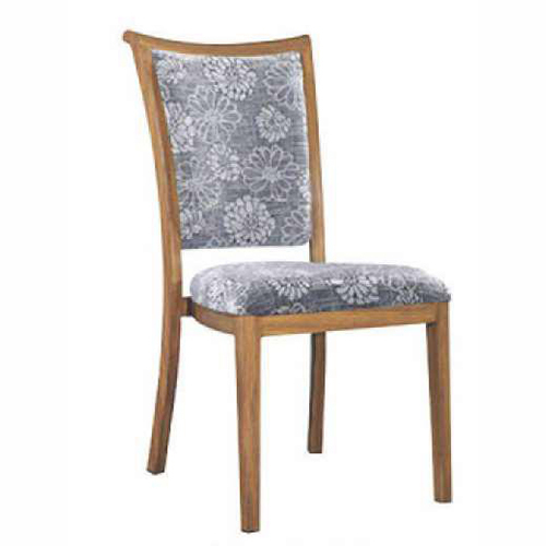 Elite Outdoor Chair - Solid Wood Frame, Natural Wood with Grey Embossed Fabric, Medium High Back, Matte Polish Finish