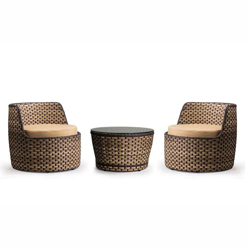 Prestige Patio Outdoor Chairs - Synthetic Rattan, Tempered Glass Table, Brown/Beige, Weatherproof, No Assembly Required