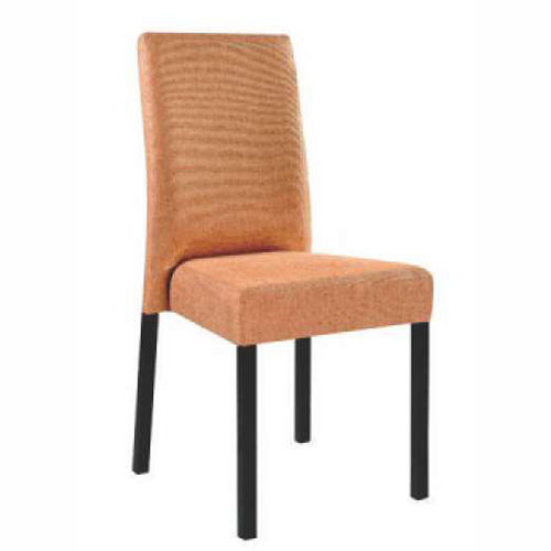 Lightweight Cafe Chair - Powder-Coated Mild Steel, 18x20x35 Inches, Light Orange & Black | High Back, Fully Upholstered, Stackable, Eco-Friendly