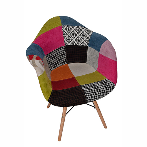 Multicolor Patchwork Upholstered Accent Chair | Cafe chairs