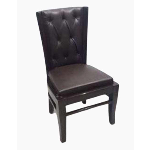 Rustic Farmhouse Chair - Solid Wood, 18x18x40 Inches, Dark Brown | Tufted High Backrest, Padded Foam Seat, Leatherette Upholstery