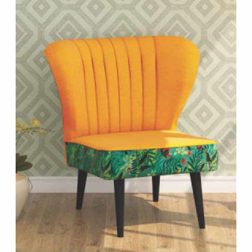 Classic Bistro Chair - Velvet Polyester Upholstery, 70x65x85cm, Yellow Multicolor, Matte Black Legs, Foam Padded Seat, Eco-Friendly, Customizable