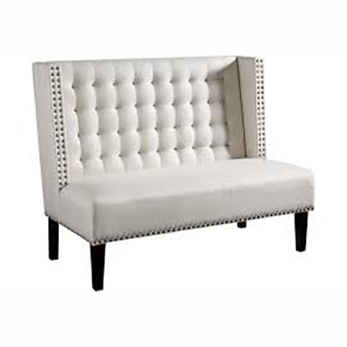 Premium Restaurant Sofa Set - Solid Wood, 140x70x120 cm, White | Wingback, Tufted Backrest, Metal Stud Trims, High-Density Foam