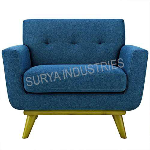 Comfortable Restaurant Sofa Set - Solid Hardwood, 140x80x85 cm, Blue Upholstery, Button-Tufted, Fire Retardant Foam Back Support
