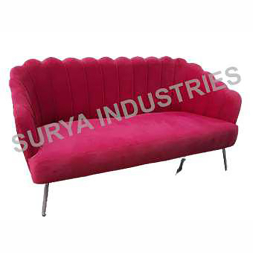 High Back Restaurant Sofa - Velvet Upholstery, 150x70x80 cm, Chrome Legs | Tufted Shell Back, Curved Armrests, 2-Seater