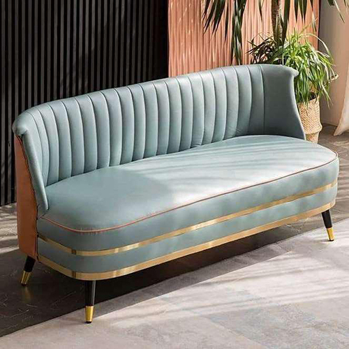 SIRS 68 - Wood Metal PU Leather, 180x65x83 cm, Turquoise Blue | Channel-Tufted Backrest, Gold-Tipped Legs, Medium-Firm Cushioning