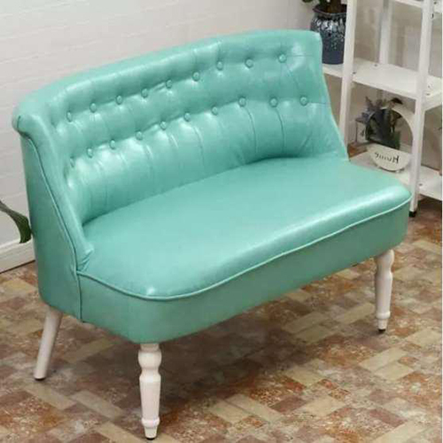 Low Back Restaurant Sofa - Solid Wood Leatherette 120x60x85 cm, Button-Tufted High Back, Painted White Legs