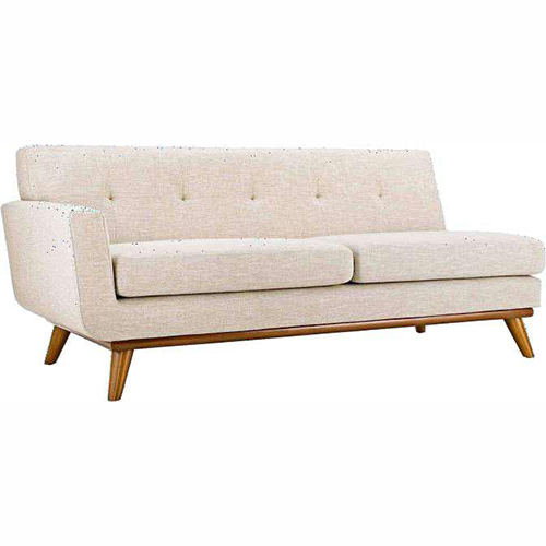 Contemporary Restaurant Sofa - Solid Hardwood, 180x80x80 cm, Beige | High-Density Foam Cushions, Button-Tufted Backrest, Wooden Tapered Legs with Anti-Slip Pads